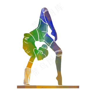 水彩运动体操运动员