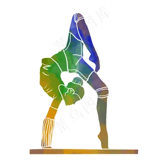 水彩运动体操运动员