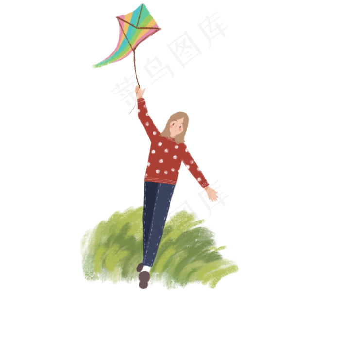 清明节女生出游放风筝