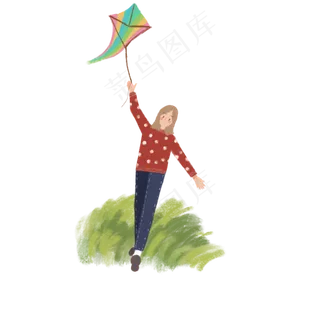 清明节女生出游放风筝