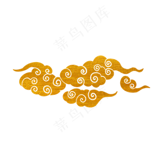剪纸烫金春节除夕新年祥云,免抠元素