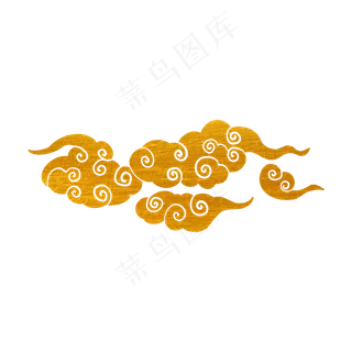 剪纸烫金春节除夕新年祥云,免抠元素