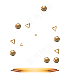 C4D悬浮装饰金色悬浮小球悬浮装饰,免抠元素