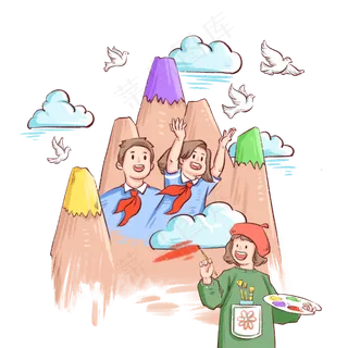 儿童节创意红领巾,免抠元素