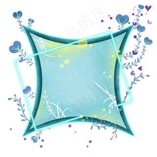 星形剪纸花朵文字框,免抠元素
