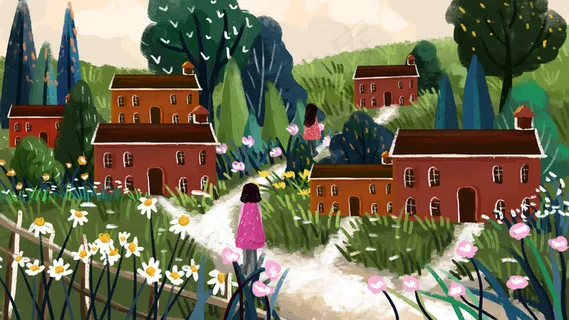 复古春暖花开风景