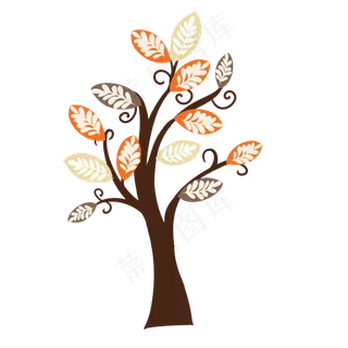 橘色树叶抽象大树