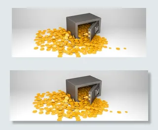 金融行业配图装满金币的保险箱