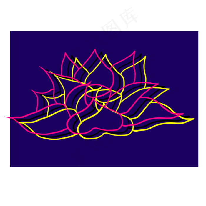 线性清明节气荷花开(2000X2000(DPI:300))psd模版下载