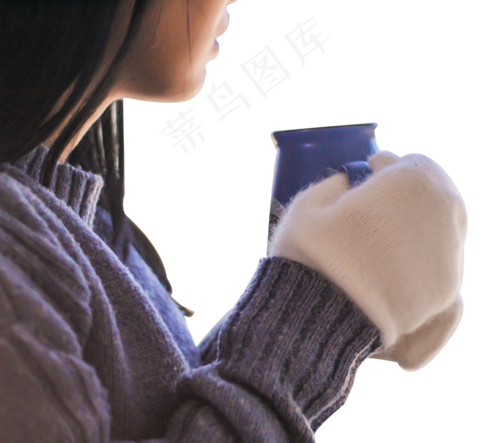 女生手拿着杯子,免抠元素