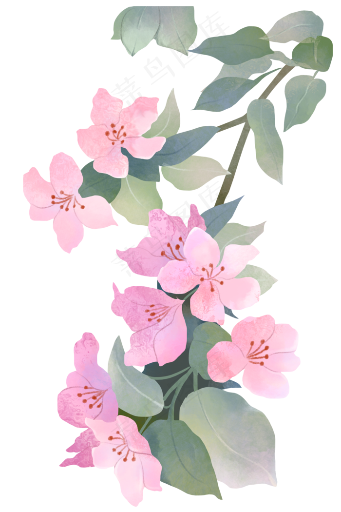 古风花花枝桃花(2000X3000(DPI:300))psd模版下载