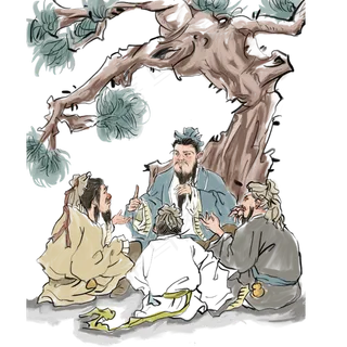 孔子正在教学生读书,免抠元素