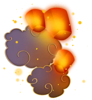 情人节祥云和孔明灯,免抠元素