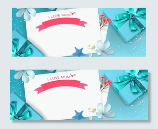 淘宝时尚大气蓝色母亲节礼盒banner
