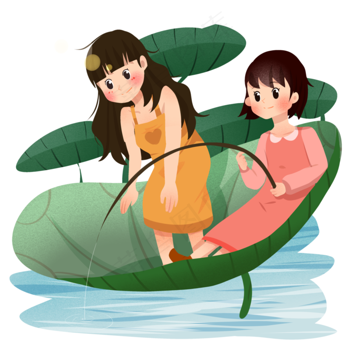 女孩垂钓处暑场景(3000X3000(DPI:299))psd模版下载
