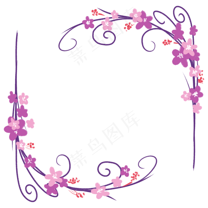 粉色的春天花藤插画