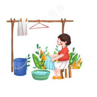劳动节做家务的女孩