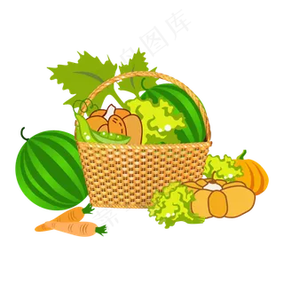矢量菜篮子装饰图案