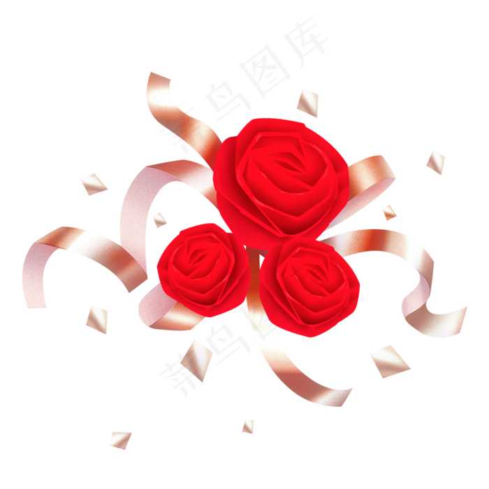 情人节粉红玫瑰装饰丝带免费下载(2048X2048(DPI:300))psd模版下载