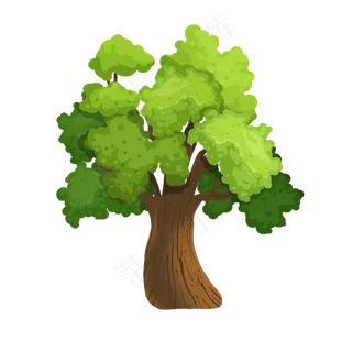 春天的绿色大树植树节,免抠元素