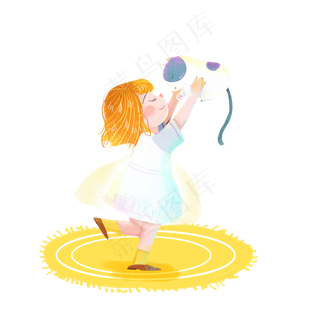 儿童节猫咪女孩png素材