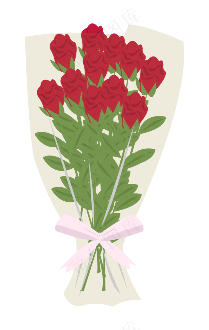 手绘情人节卡通花束ai矢量模版下载