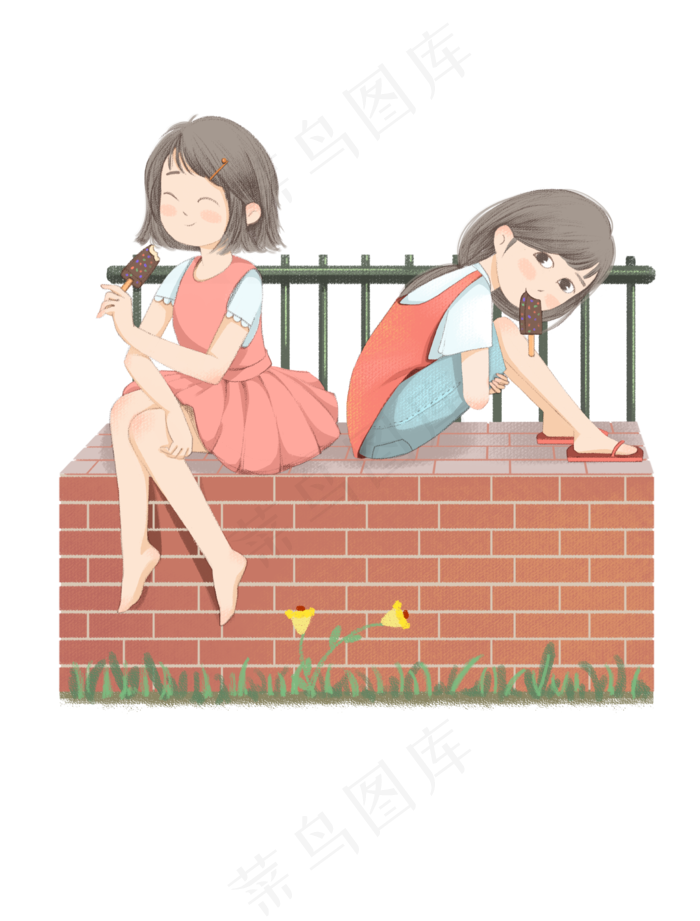 夏至吃冰淇淋女孩