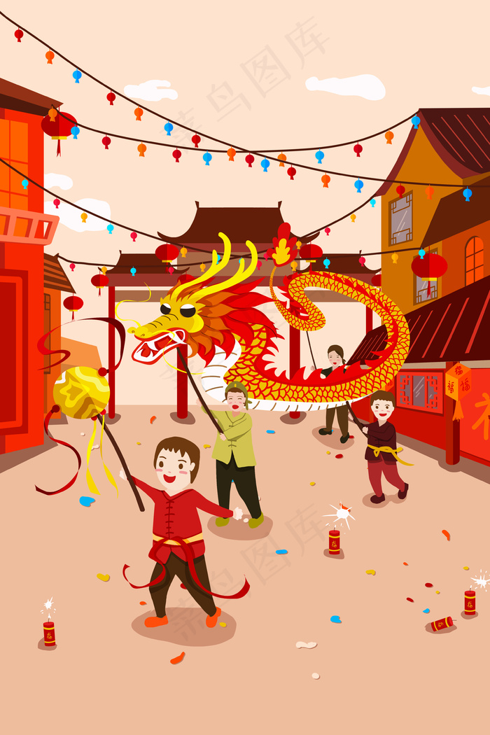 新年元旦节日舞龙(3545*5315px 300 dpi )