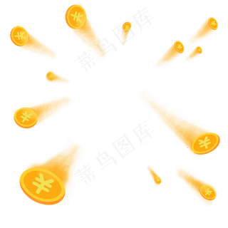 新年金色系拟物电商金币扩散免抠,免抠元素