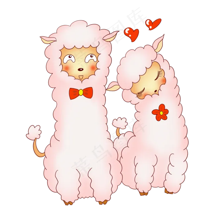 羊驼手绘卡通可爱情侣(2000X2000(DPI:300))psd模版下载