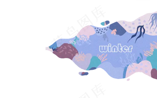 冬天海底世界唯美蓝紫色装饰边框,免抠元素 冬天海底世界唯美蓝紫色装饰边框,免抠元素