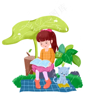 谷雨看书的小女孩
