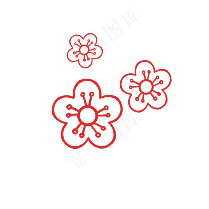 红色线条镂空梅花PNG(2000*2000px)psd模版下载
