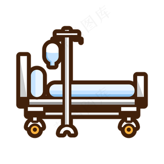 矢量AI卡通医疗设备病床素材,免抠元素