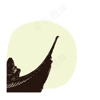 屋檐古典建筑国画剪影装饰水墨P