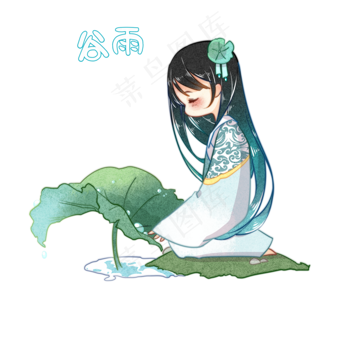 谷雨漂亮的小女孩(2000X2000(DPI:300))psd模版下载