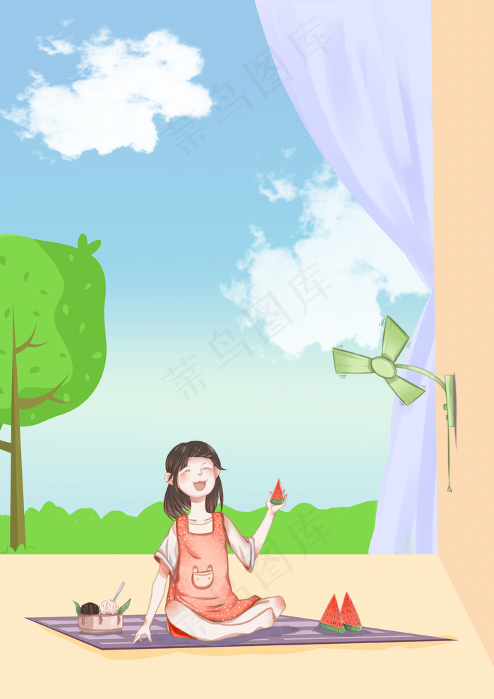 大暑二十四节气手绘背景