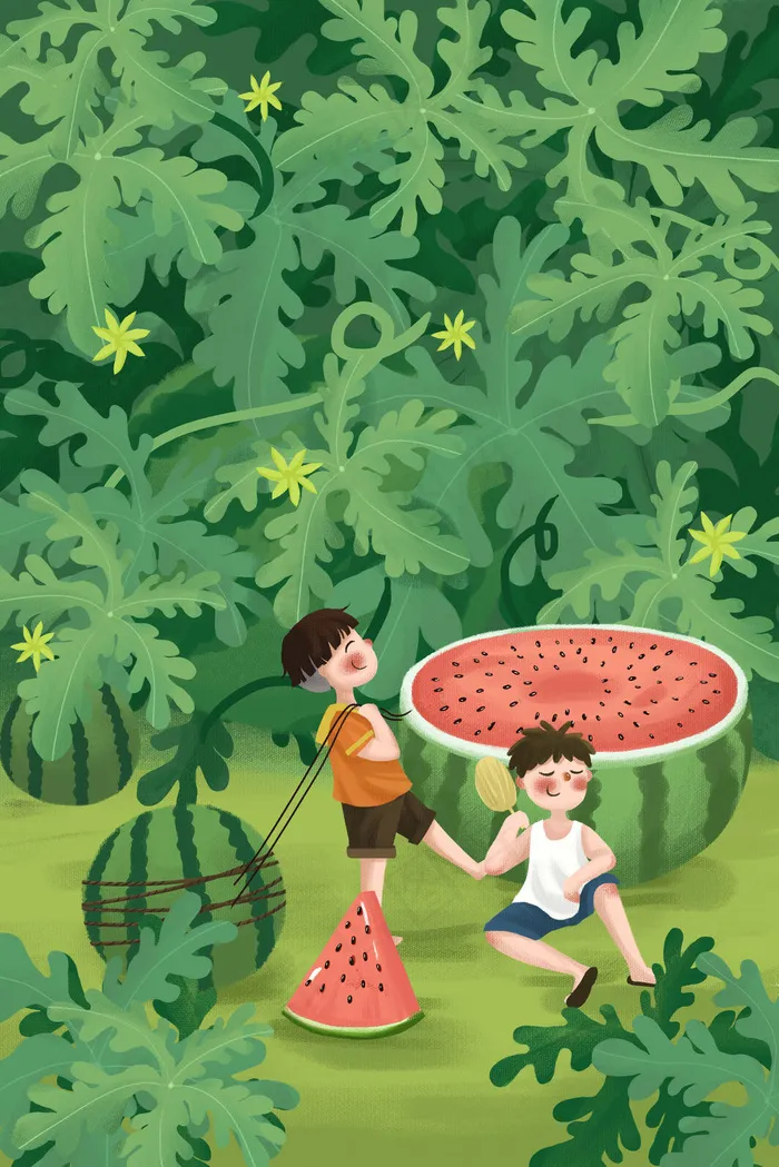 夏天夏季西瓜小清新立夏夏至大暑节气(3545*5315px 300 dpi )psd模版下载