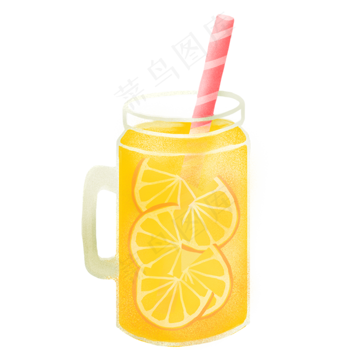 手绘卡通一杯橙汁免扣元素