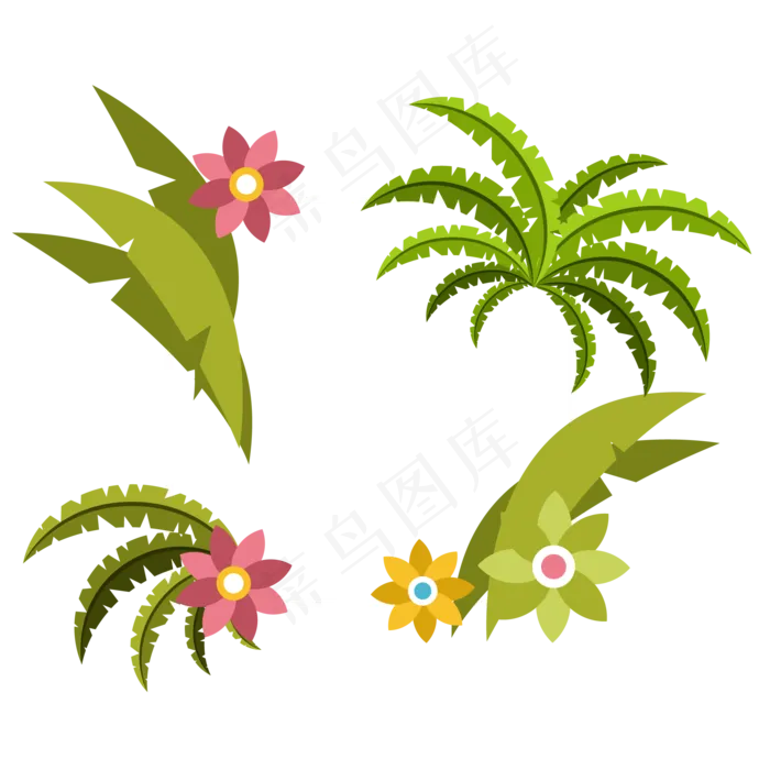 暑假夏天夏季热带植物免扣素材ai矢量模版下载