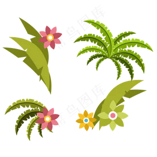 暑假夏天夏季热带植物免扣素材