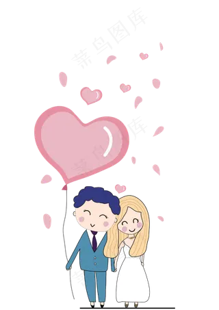 情人节卡通动漫情侣男孩女孩手牵