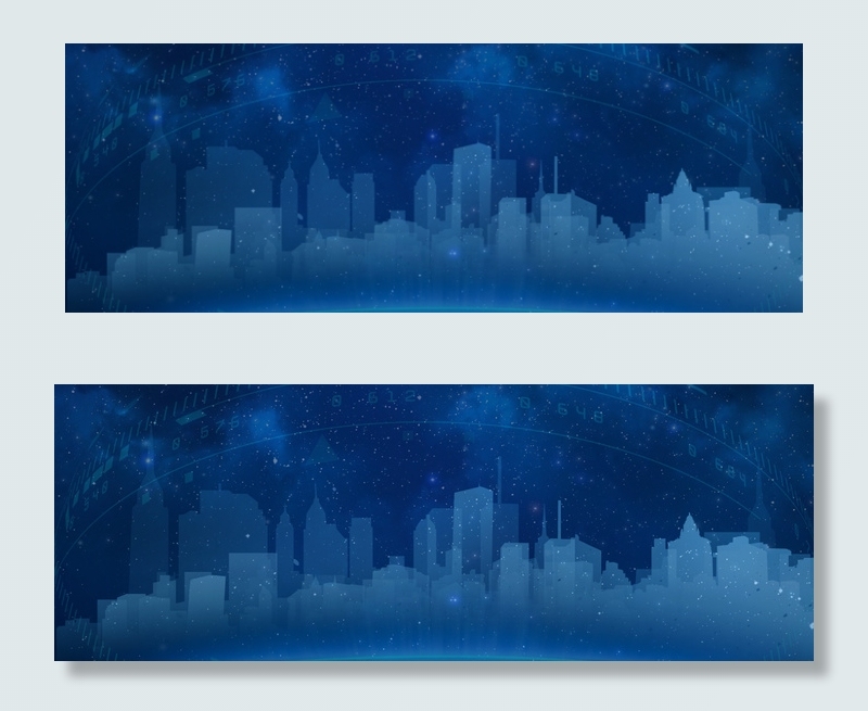 城市科技感商务蓝色banner(4000*1458px 	      )psd模版下载