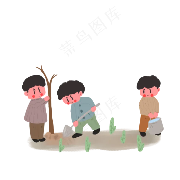 卡通手绘植树节人物(2000X2000(DPI:300))