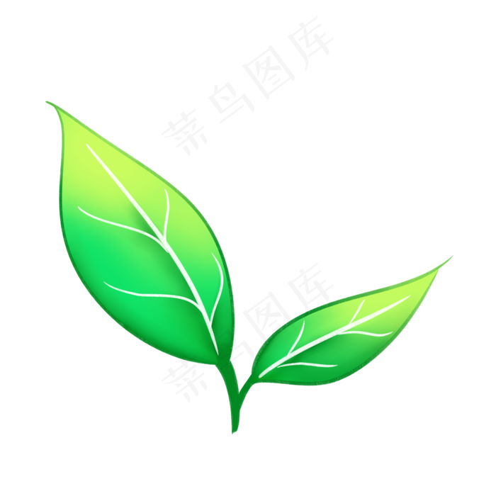 手绘水彩叶子绿色植物嫩芽