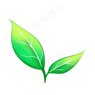 手绘水彩叶子绿色植物嫩芽