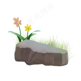草丛小花石头岩石免扣