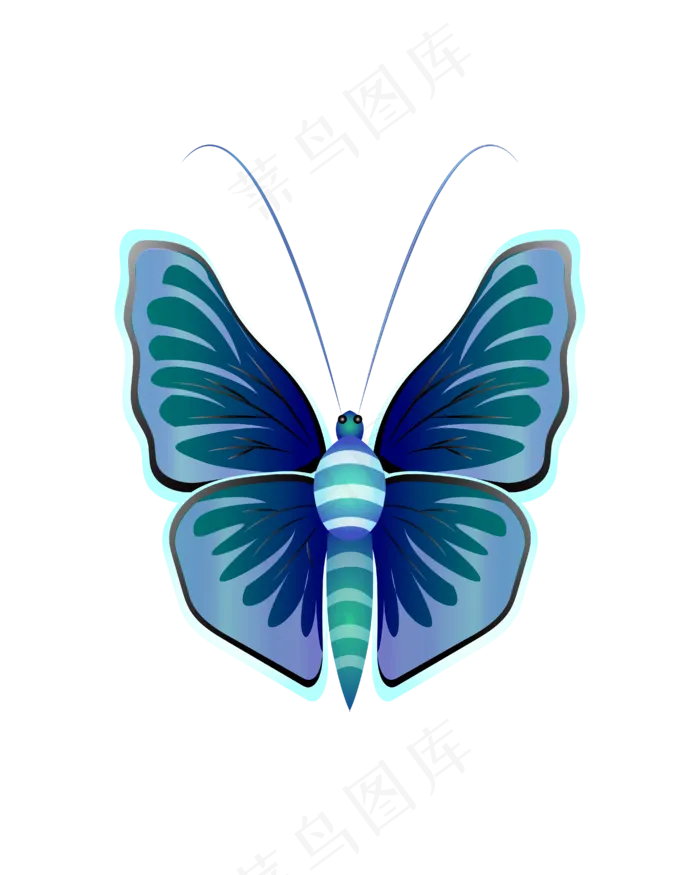 矢量手绘水墨绿色蝴蝶(4167*5208px 300 dpi )ai矢量模版下载