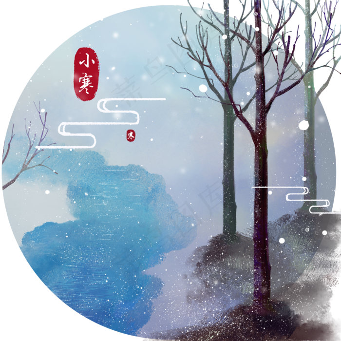 中国风水墨水彩古风传统二十四节(3543X4724(DPI:150))psd模版下载