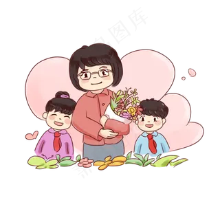 教师节手绘卡通免抠元素老师和学
